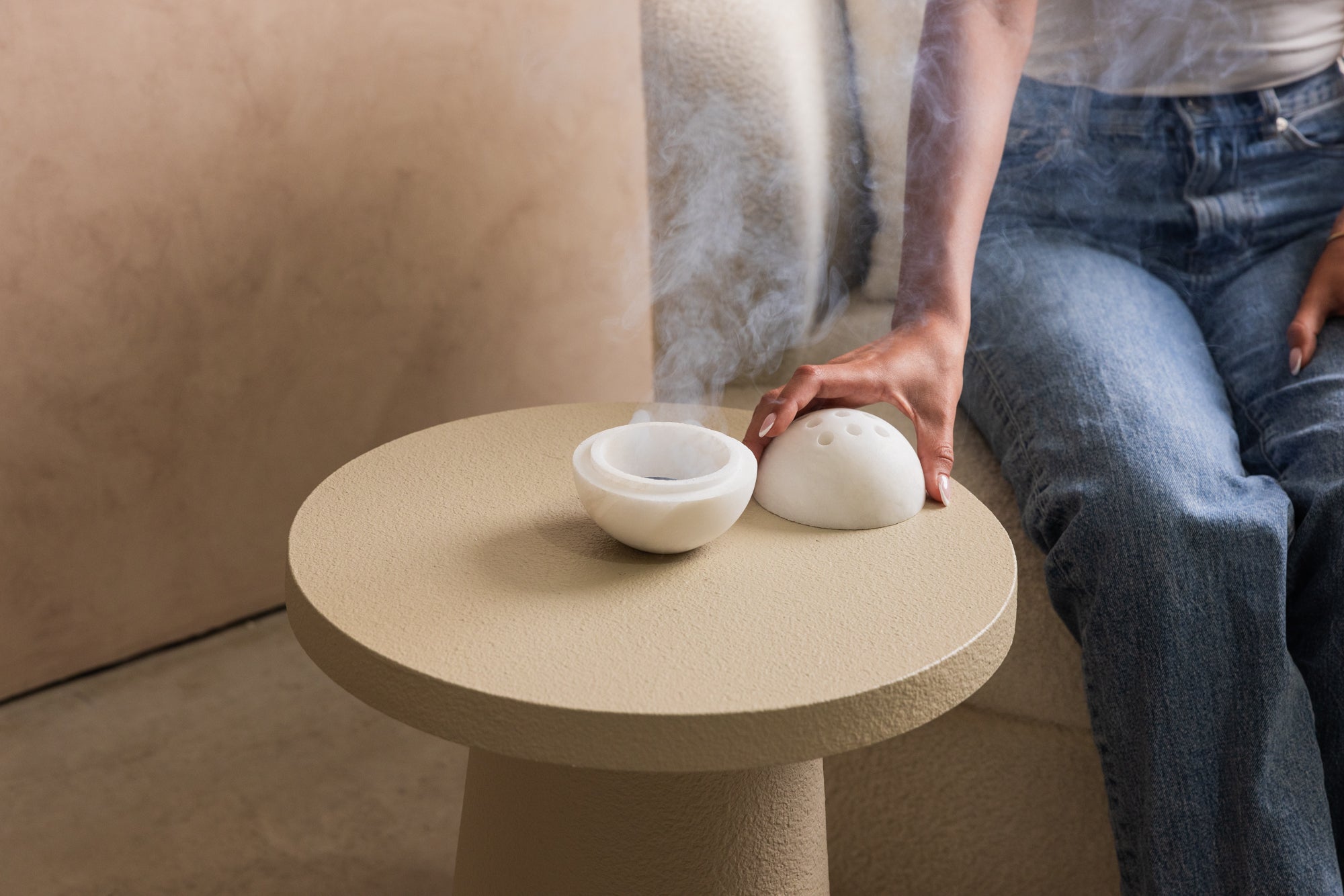 Ivory - Marble Incense Sphere